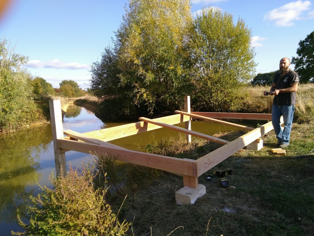 Steve building the diving platform
