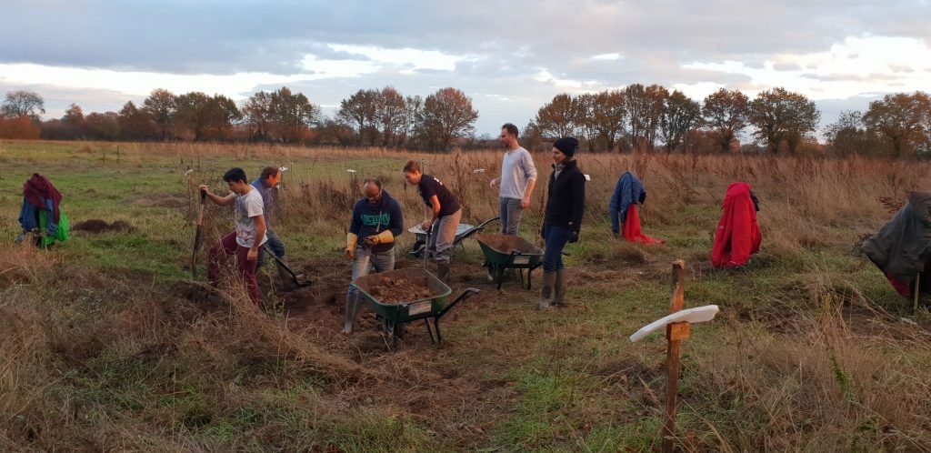 Team working on the second pond
